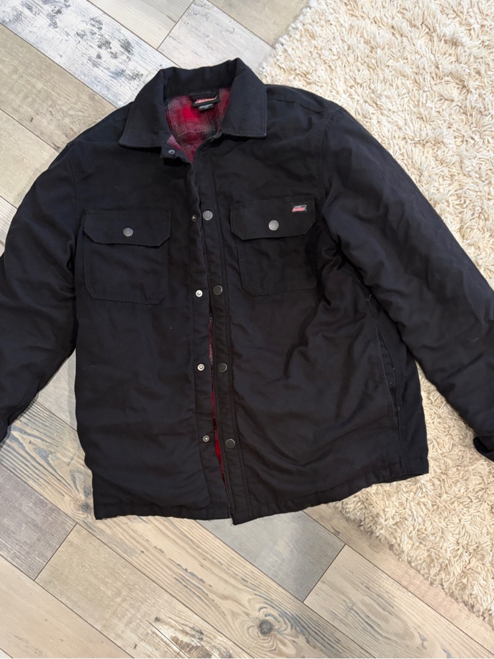 Dickies Black Field Jacket with Red Plaid Lining